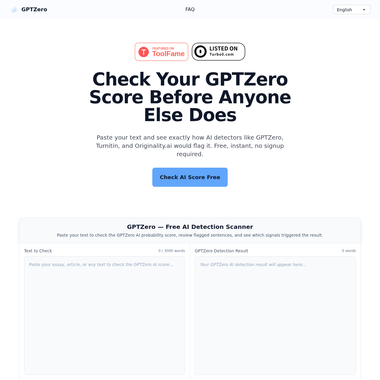 GPTZero AI Detection Tool — Check Your Score Free