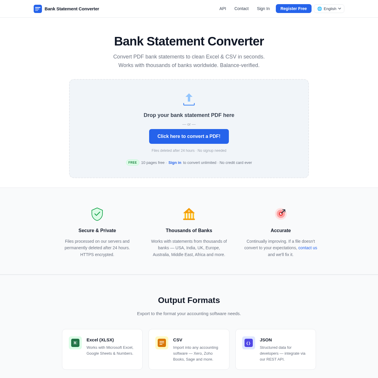 Bank Statement Converter | PDF to Excel, CSV & JSON – Bank Statement Engine