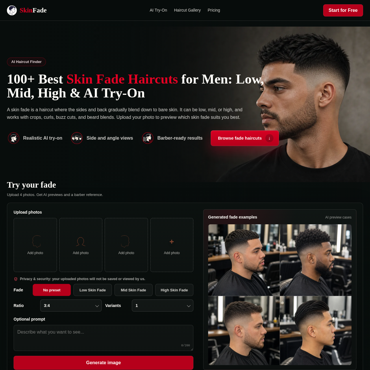 SkinFade AI Try-On: 100+ Skin Fade Haircuts for Men
