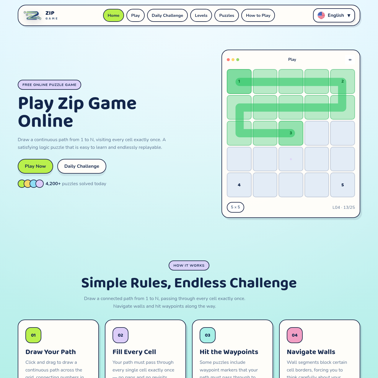 Zip Game Online | Free Logic Puzzle Game