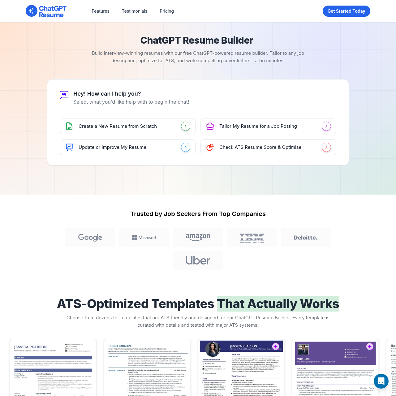 ChatGPT Resume Builder | ATS Resume Writer & Checker