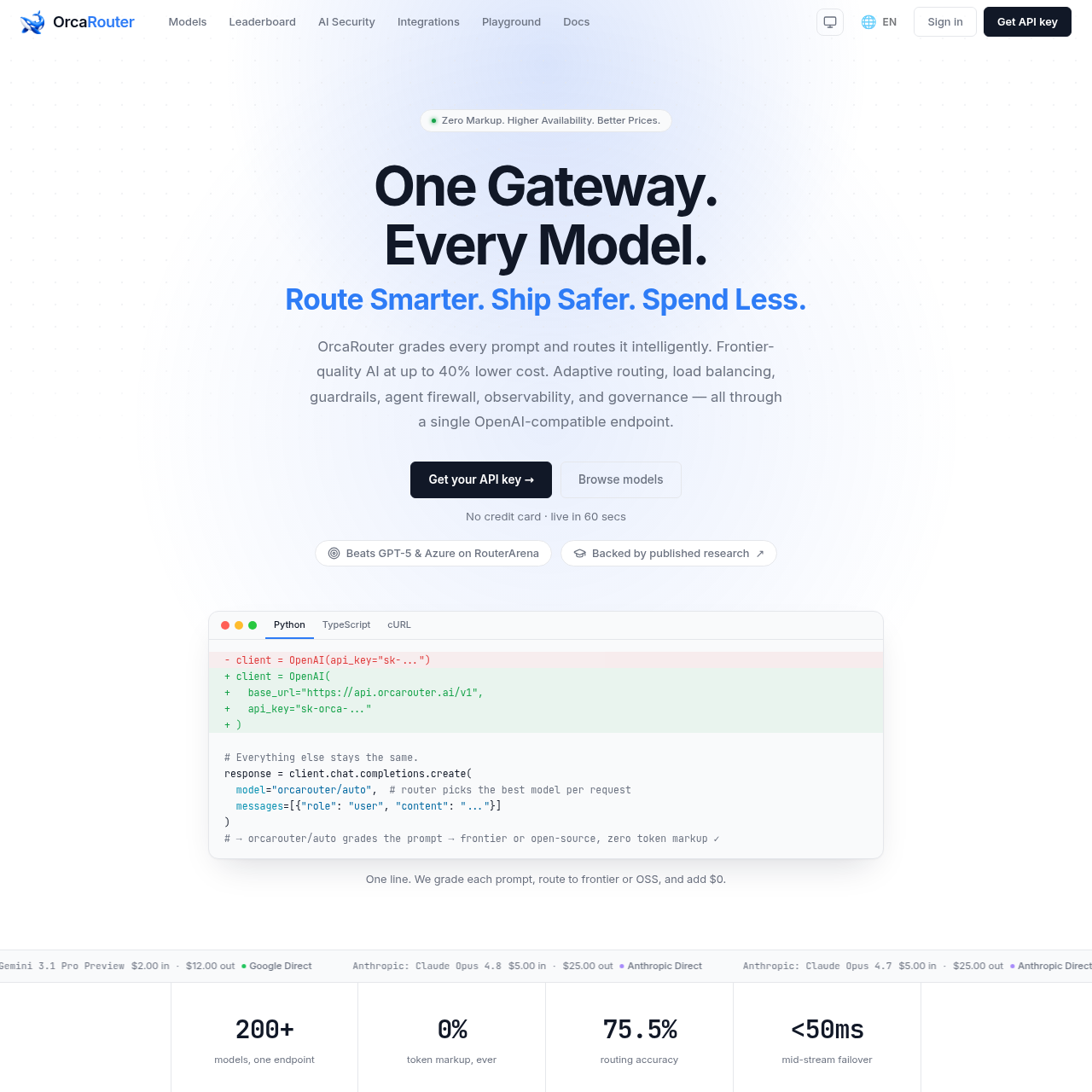 OrcaRouter | AI Gateway for LLM Routing, Guardrails & Governance