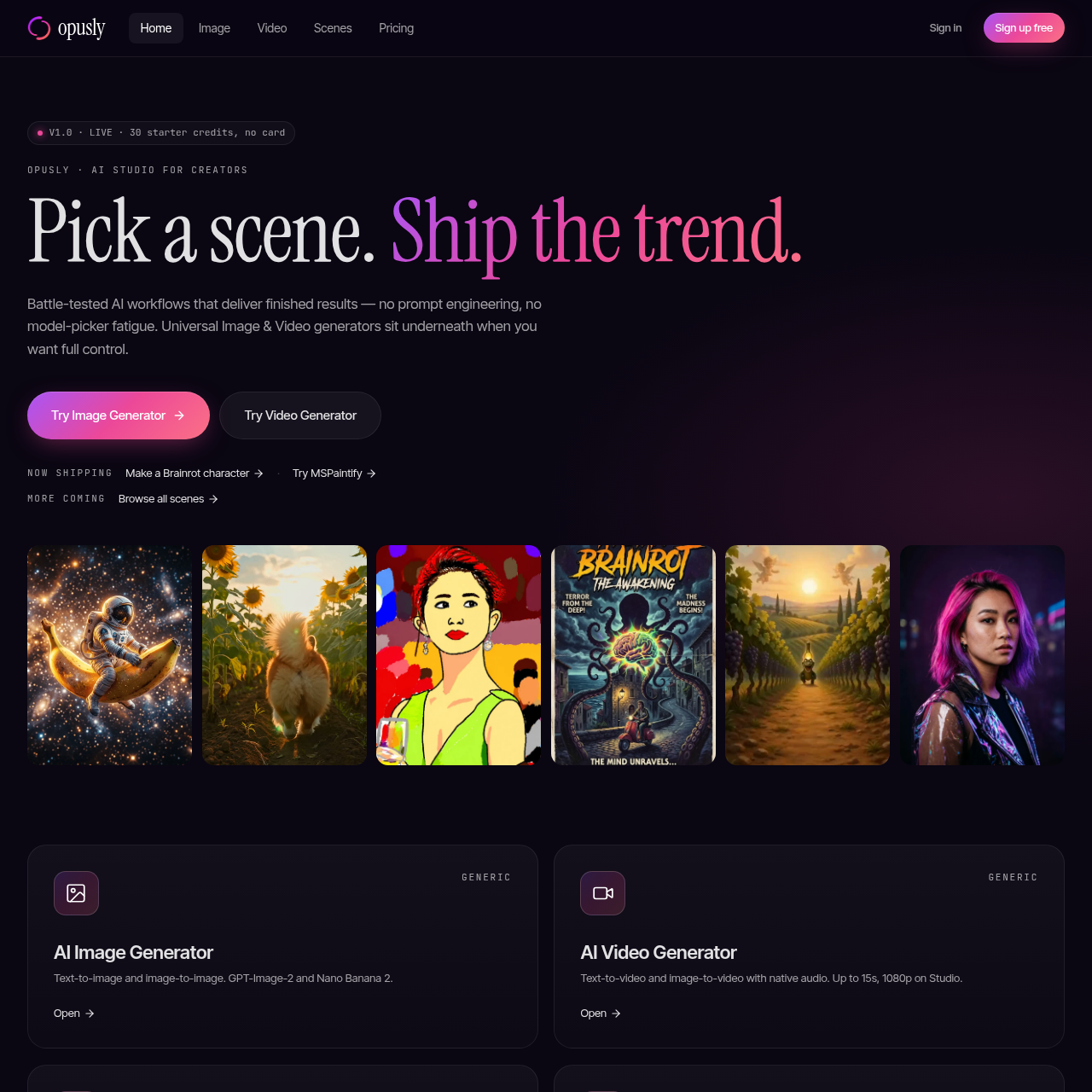 AI Studio for Image & Video Generation | Opusly