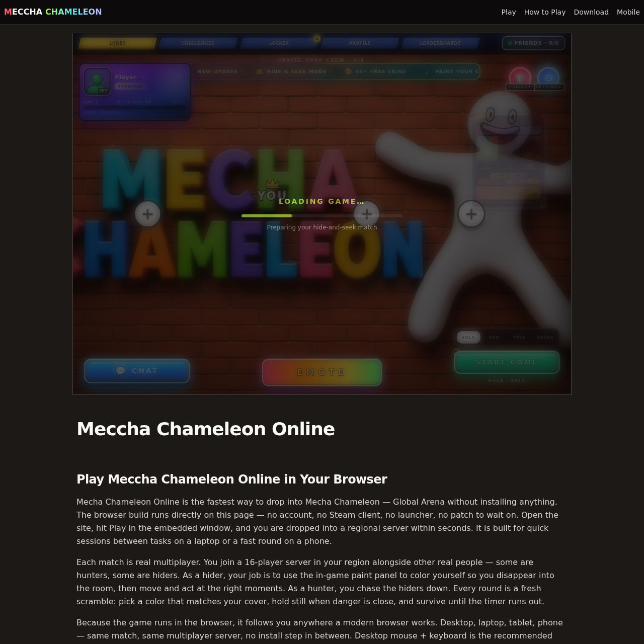 Meccha Chameleon Online | Free Browser Multiplayer Hide-and-Seek