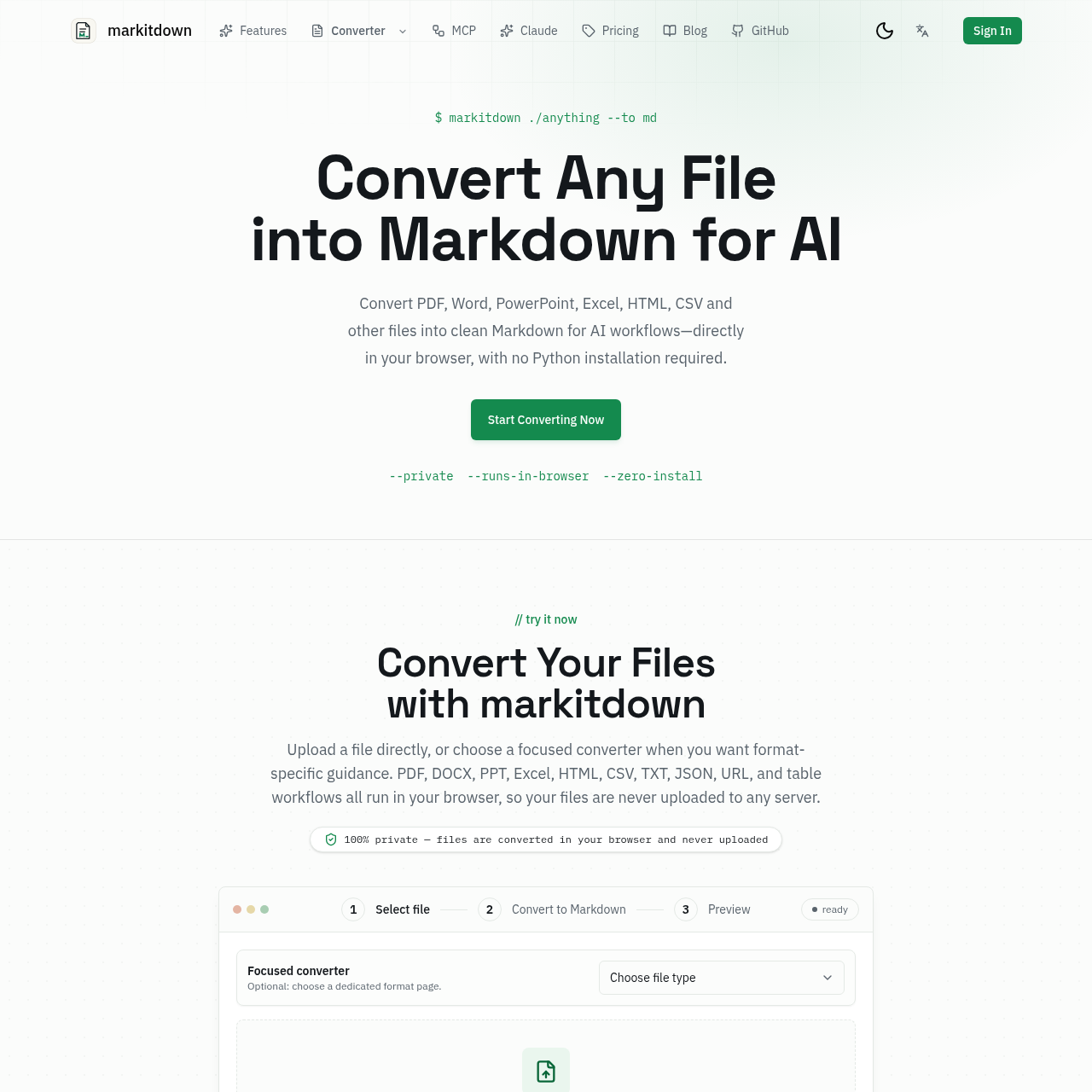 Markitdown Online Converter | File to Markdown for AI