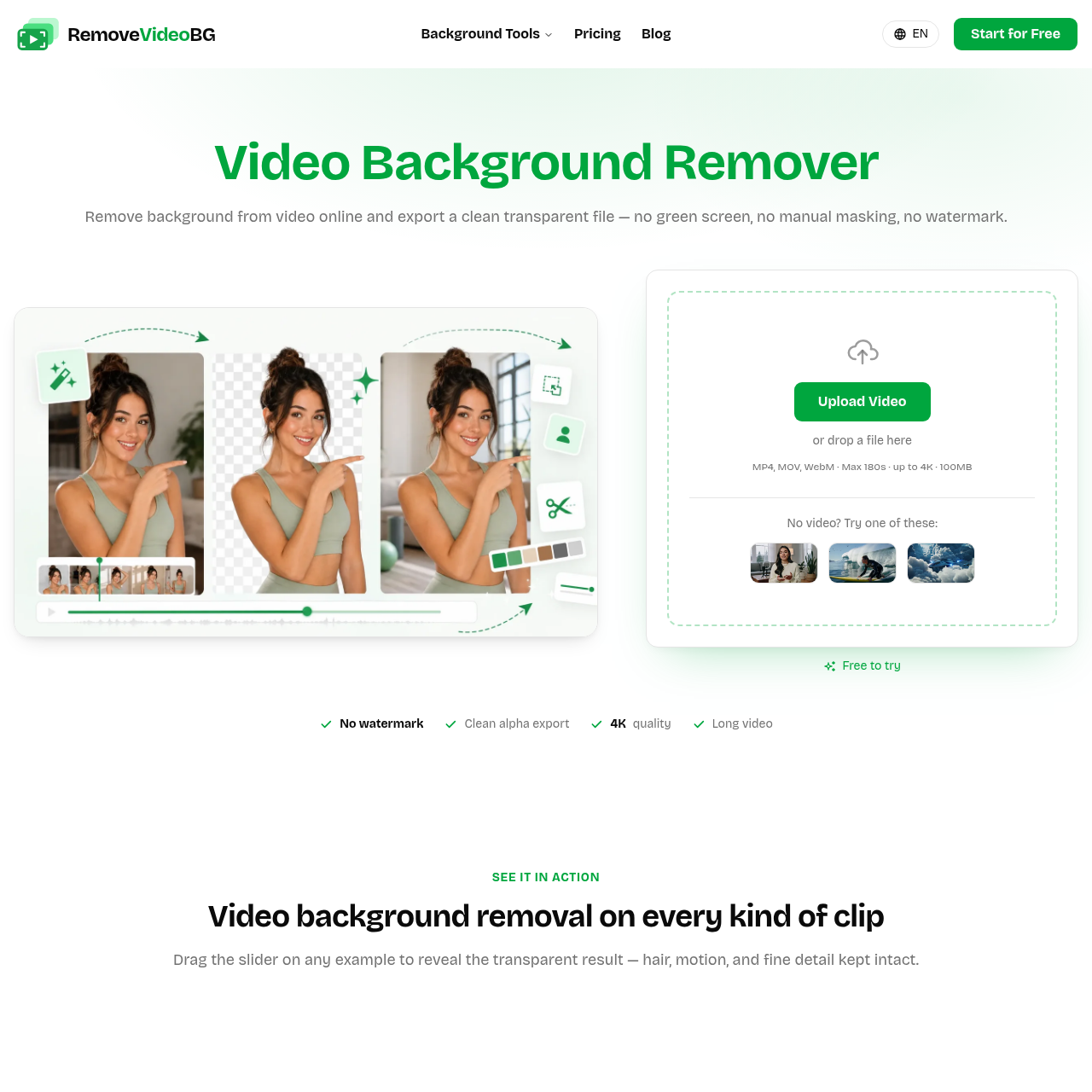 RemoveVideoBG | AI Video Background Remover Free Online