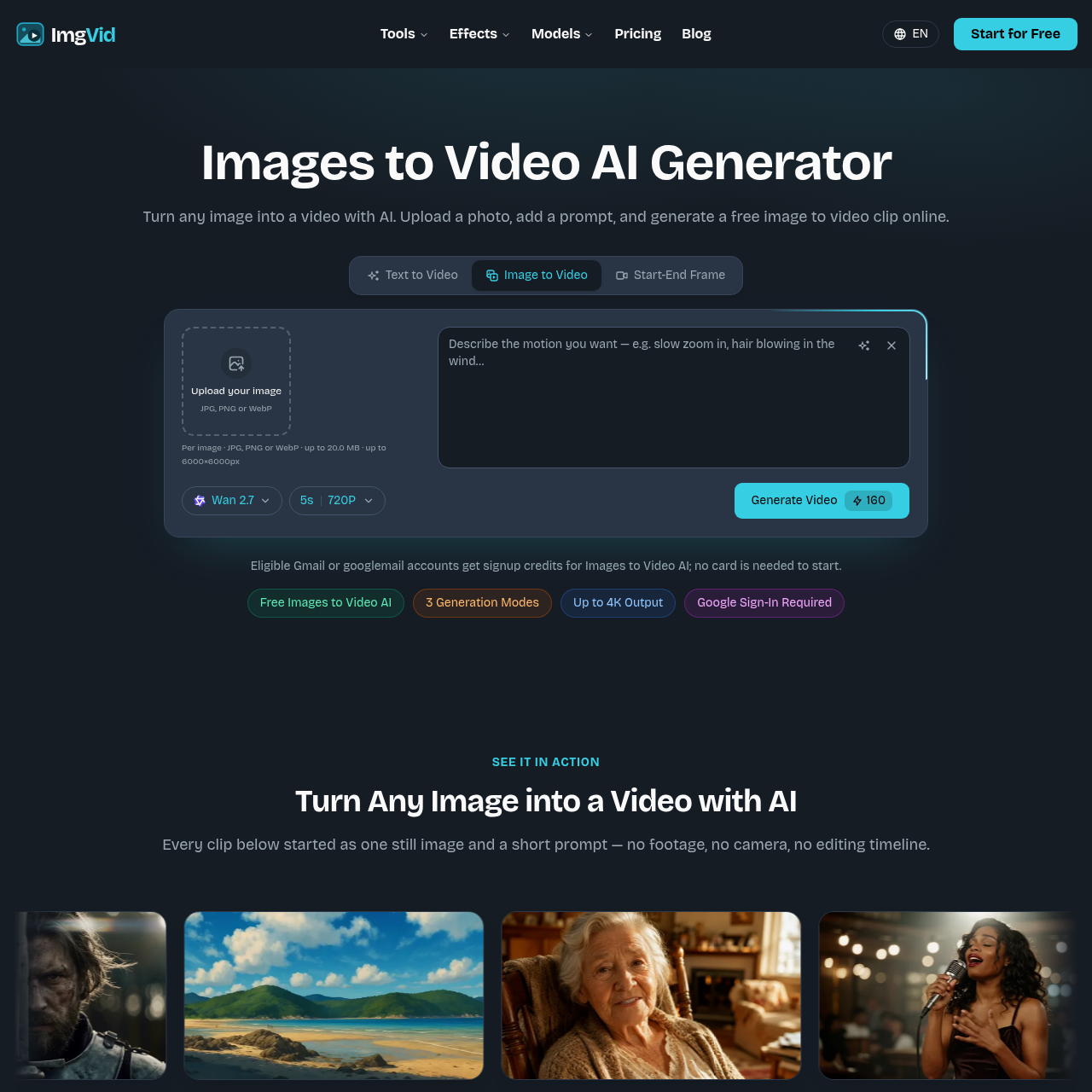 Image to Video AI Generator | ImgVid Free Online