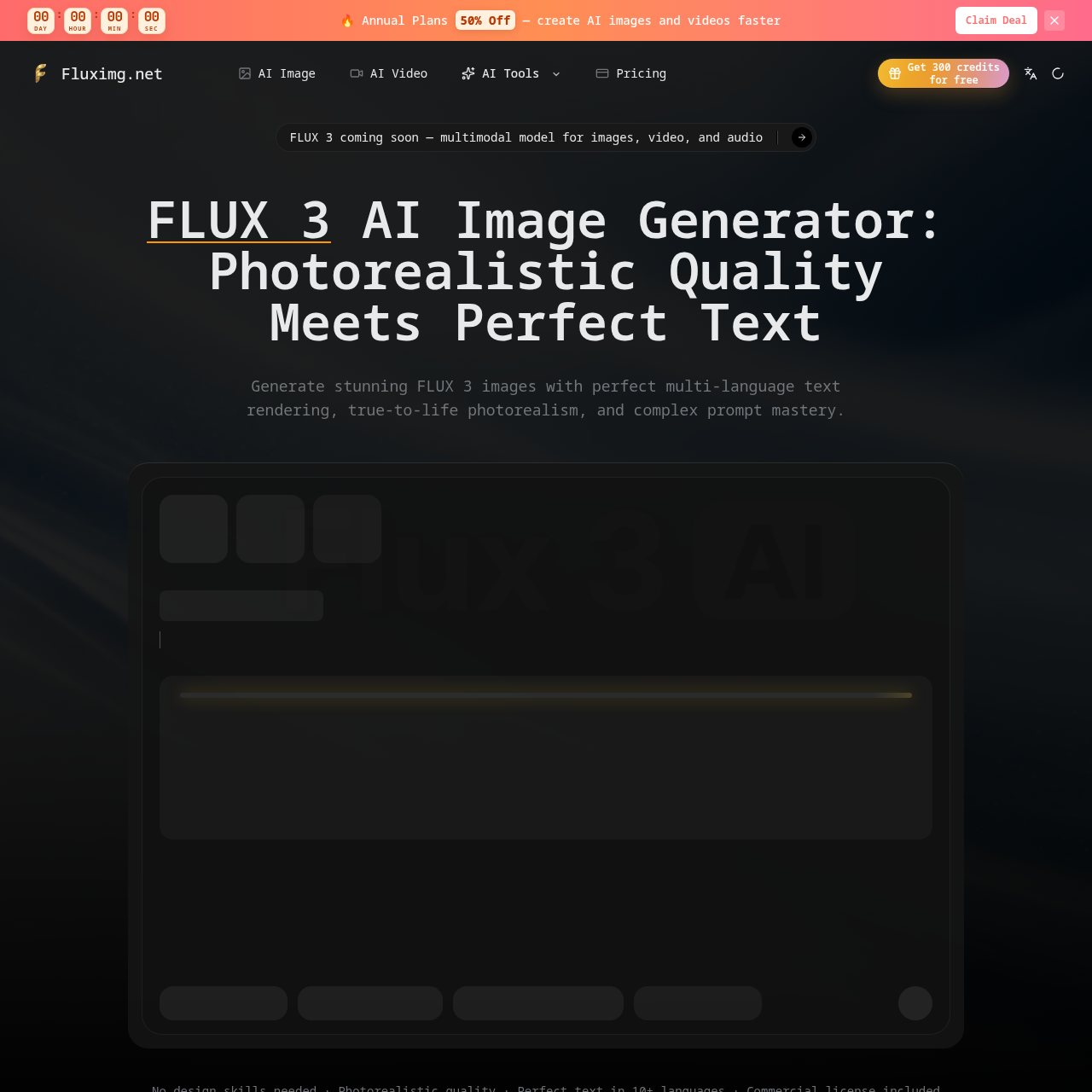 FLUX 3 AI Image Generator & Editor | Fluximg.net