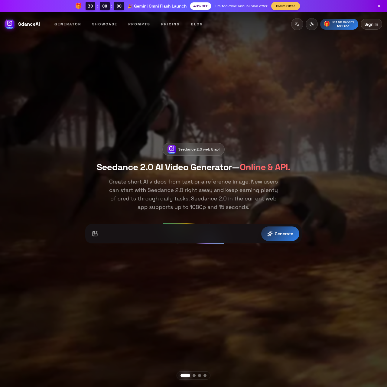 SdanceAI - Seedance 2.0 AI Video Generator & API