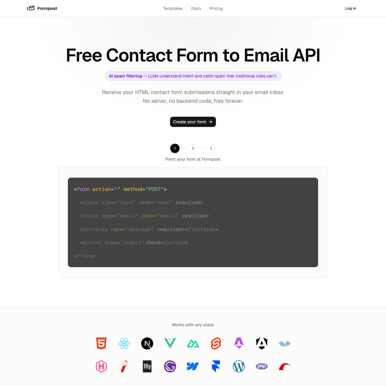 Formpost | Free Contact Form to Email API