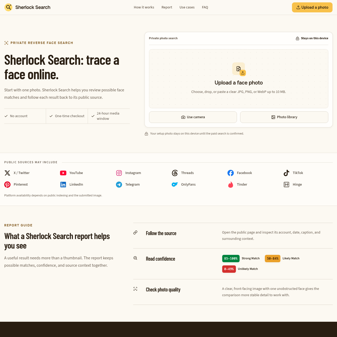 Sherlock Search | Reverse Face Search for Public Web Sources