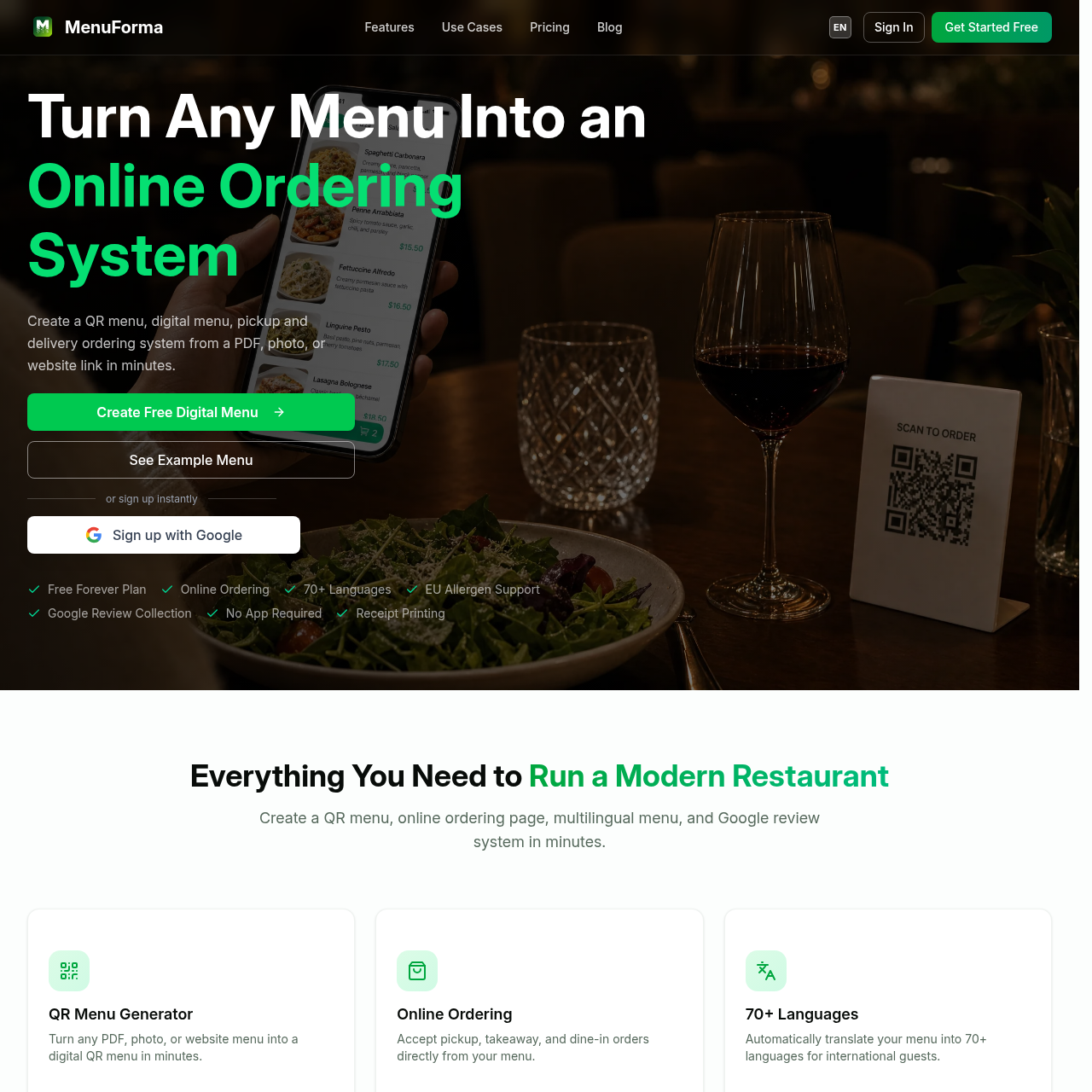 QR Menu & Online Ordering Platform | MenuForma