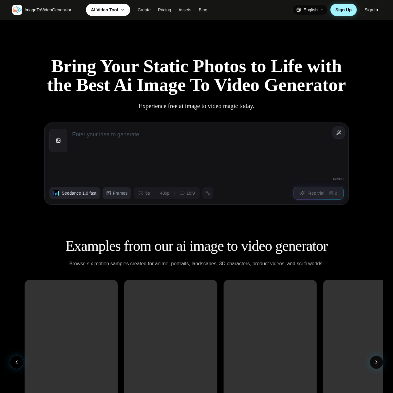 ImageToVideoGenerator | AI Image to Video Generator for Creators