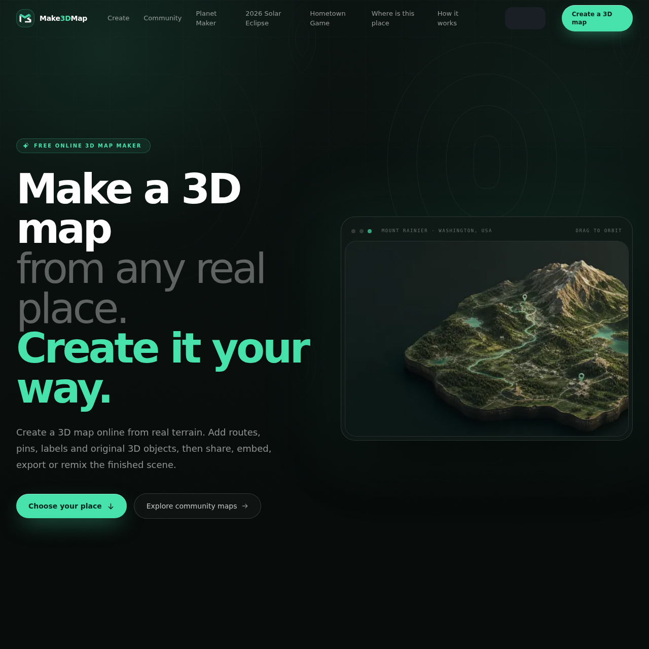3D Map Maker Online | Make3DMap Free Interactive Terrain
