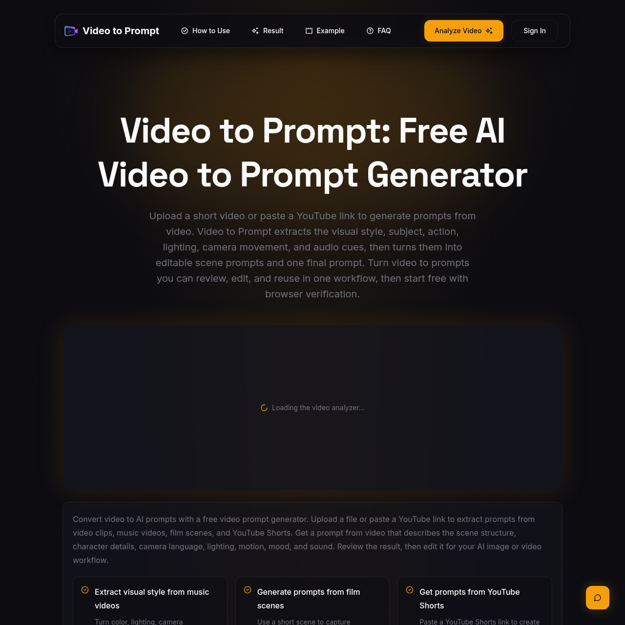 Video to Prompt | AI Video Prompt Generator for YouTube & Clips