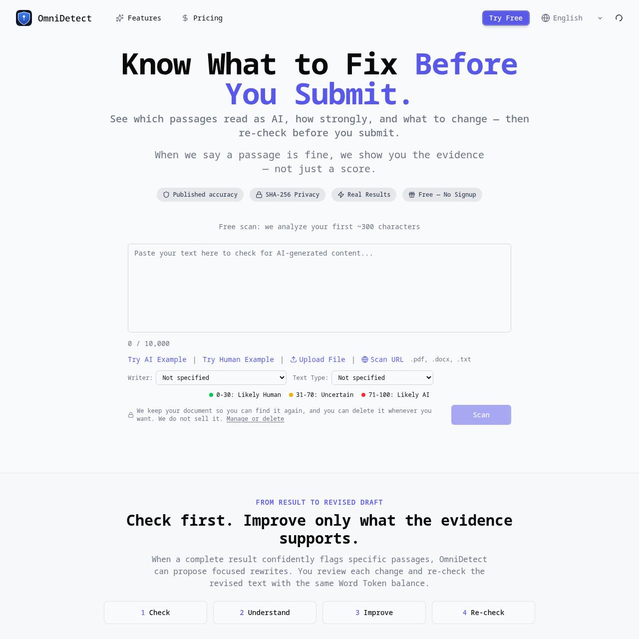 Free AI Content Detector & Checker | OmniDetect