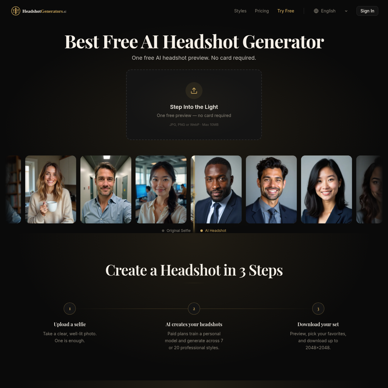 Free AI Headshot Generator for Professional Photos | HeadshotGenerators.ai