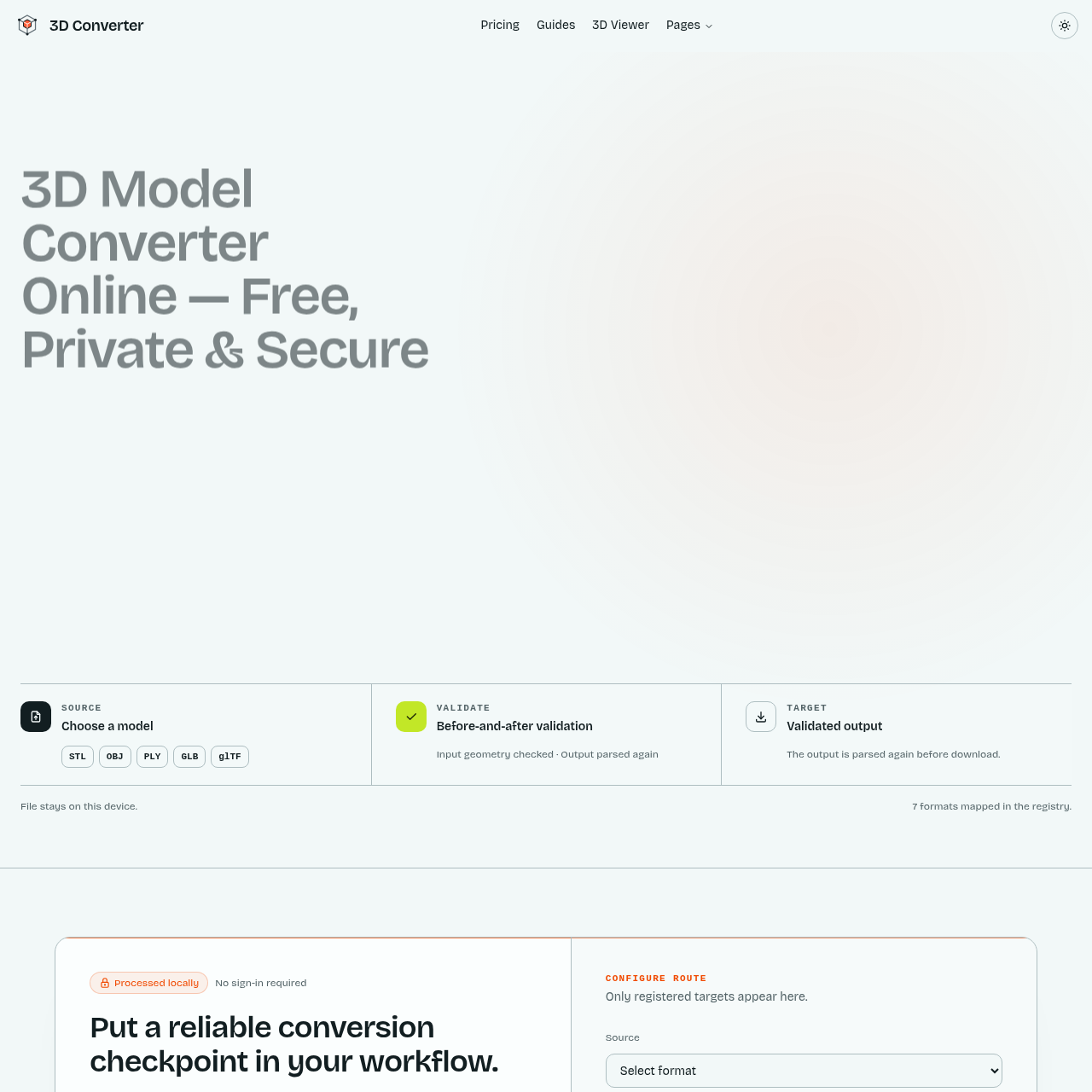 3D Model Converter Online | 3D Converter — Free, Private & Secure