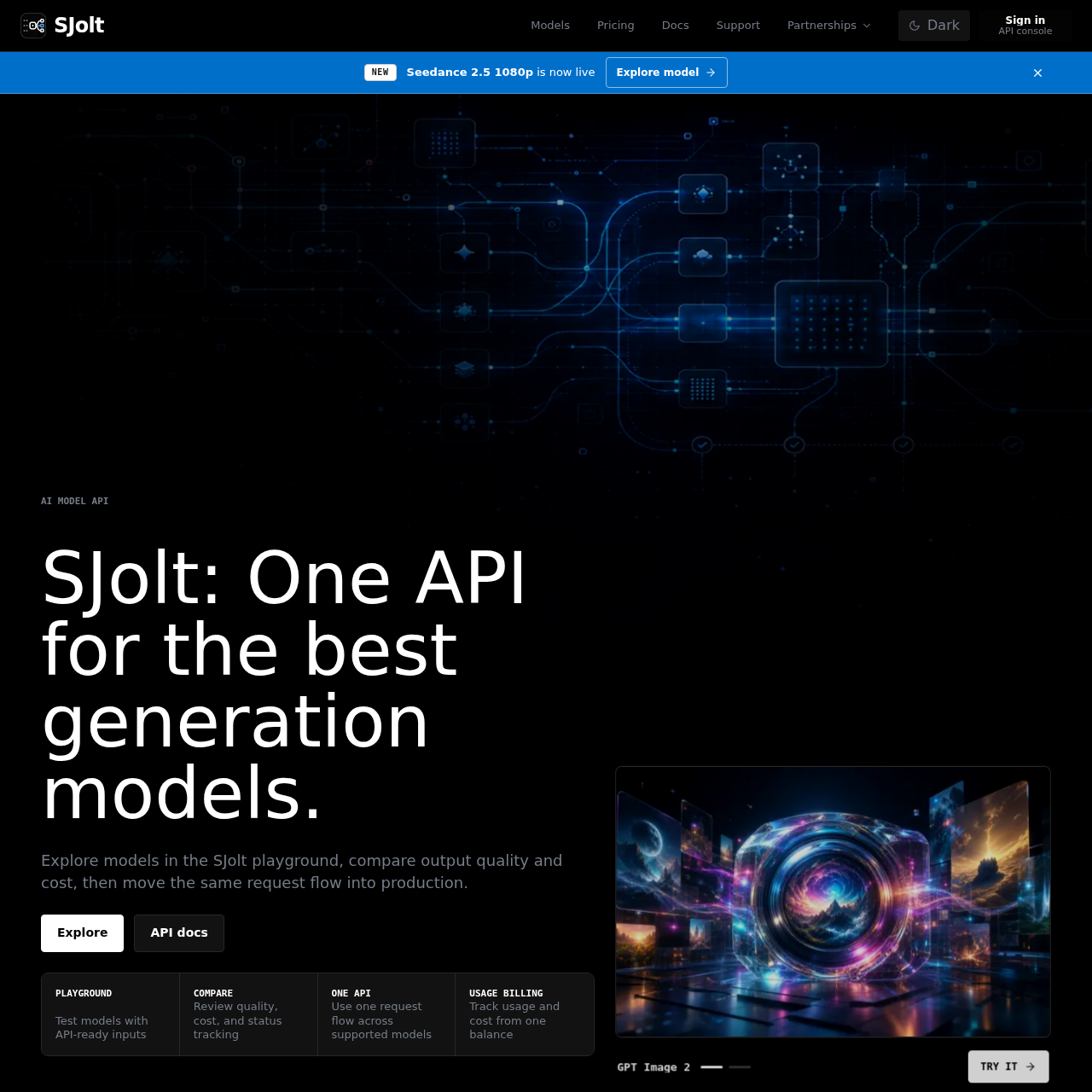 SJolt AI API for Image, Video & Audio Generation Models