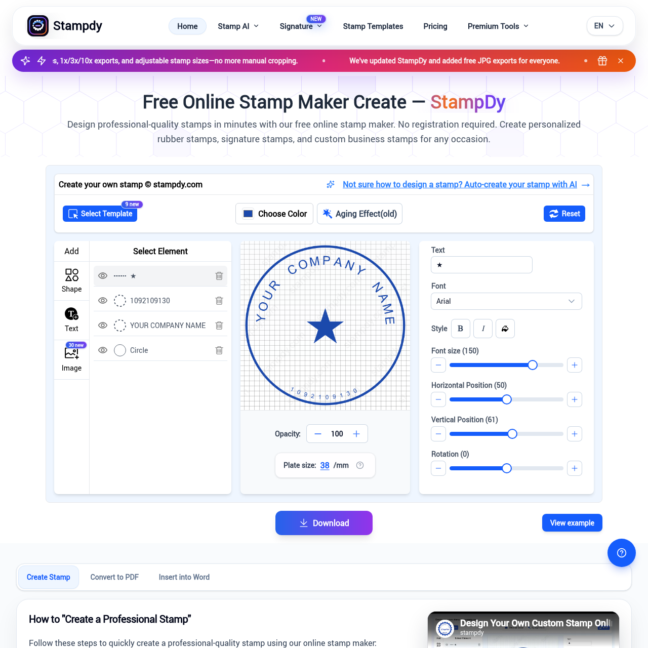 Custom Stamp Maker Online | AI Stamp, Seal & PDF Tools - Stampdy