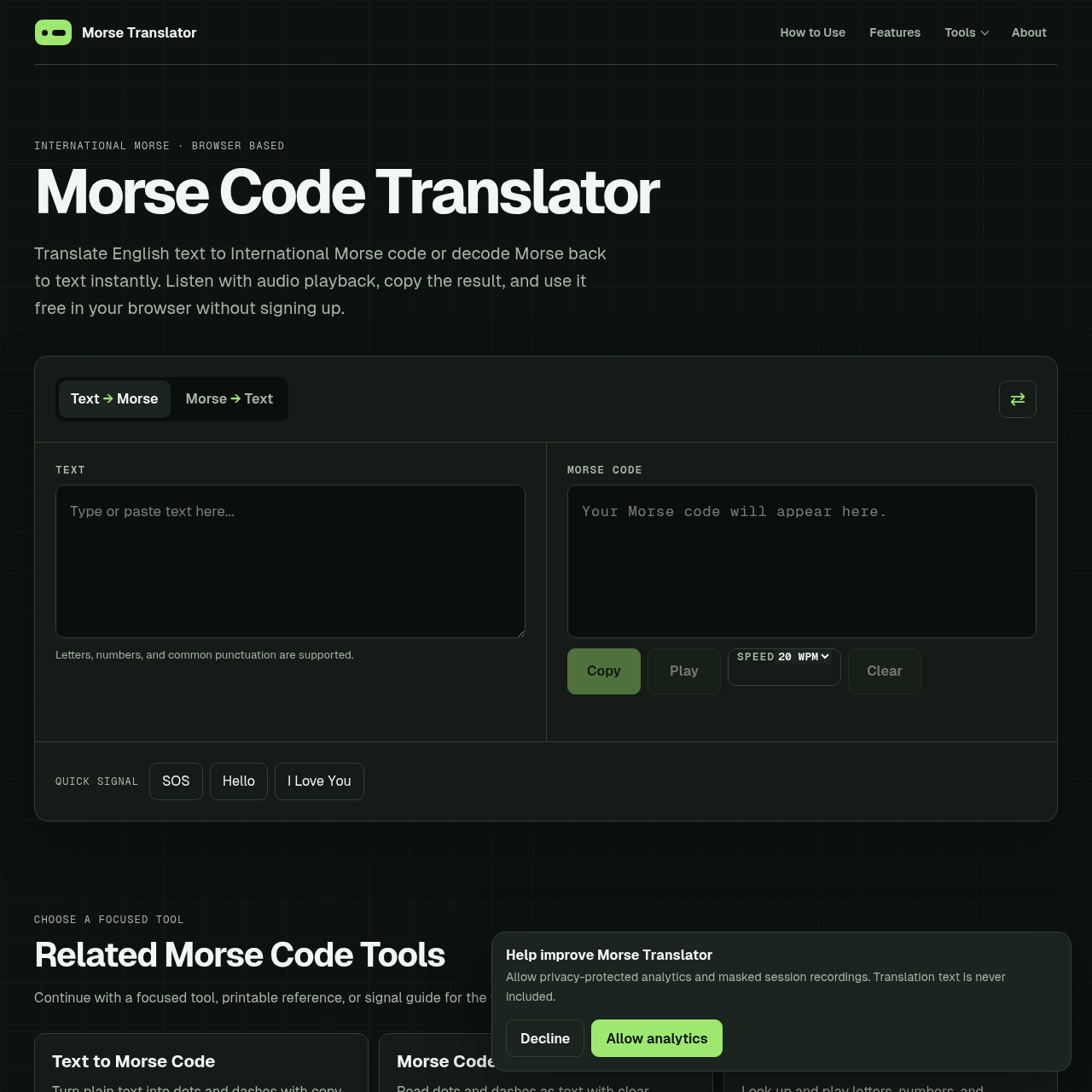 Morse Translator: Free Online Morse Code Tool