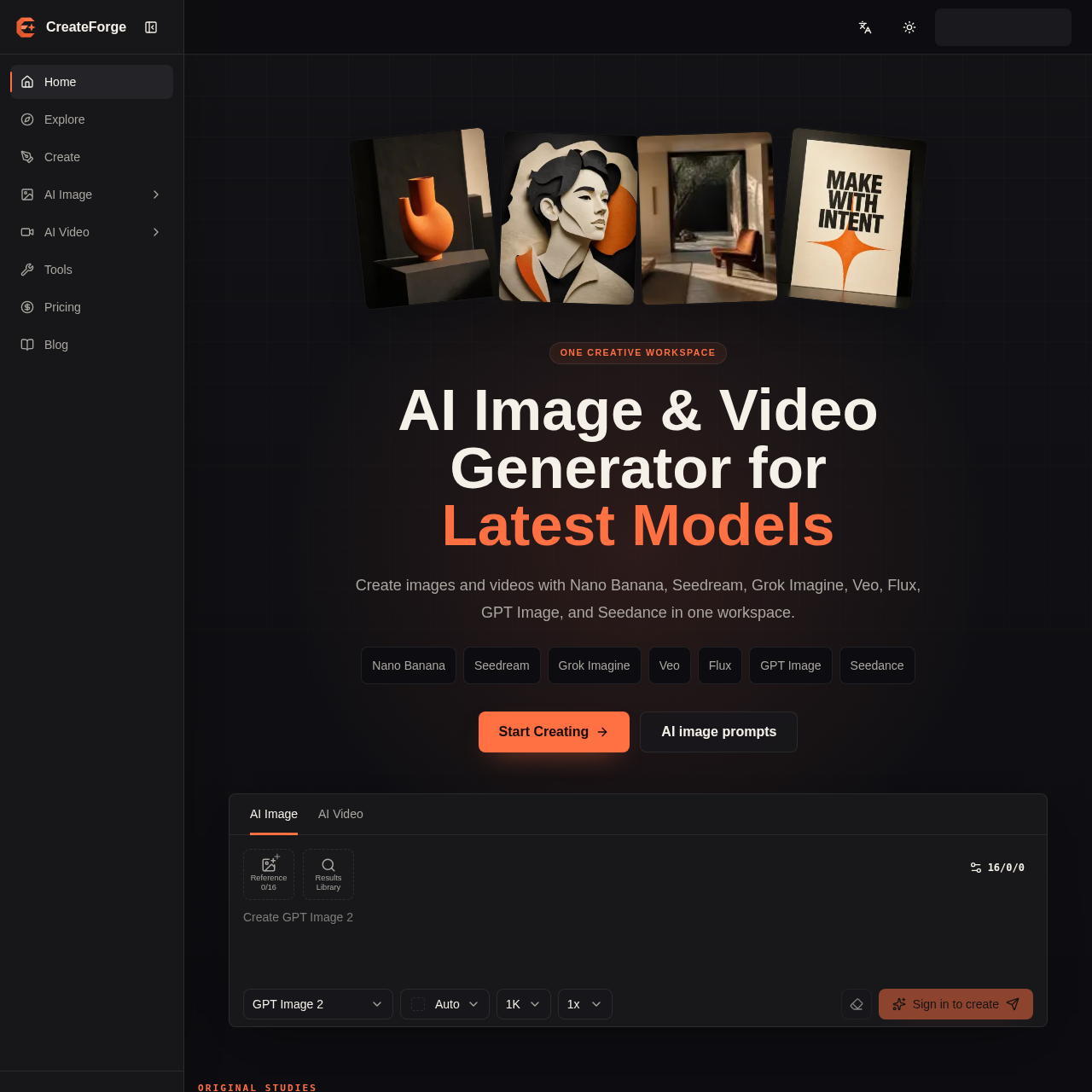 CreateForge AI | AI Image & Video Generator Workspace