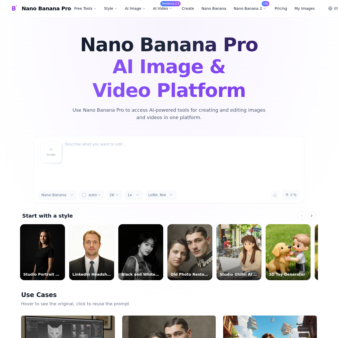 Nano Banana Pro AI Image Generator & Editor | Free Credits