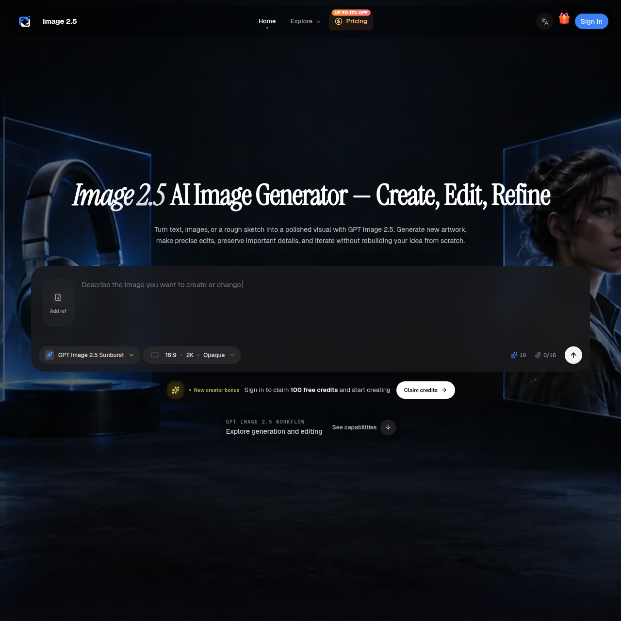 Image 2.5 AI Image Generator & Editor | GPT Image 2.5