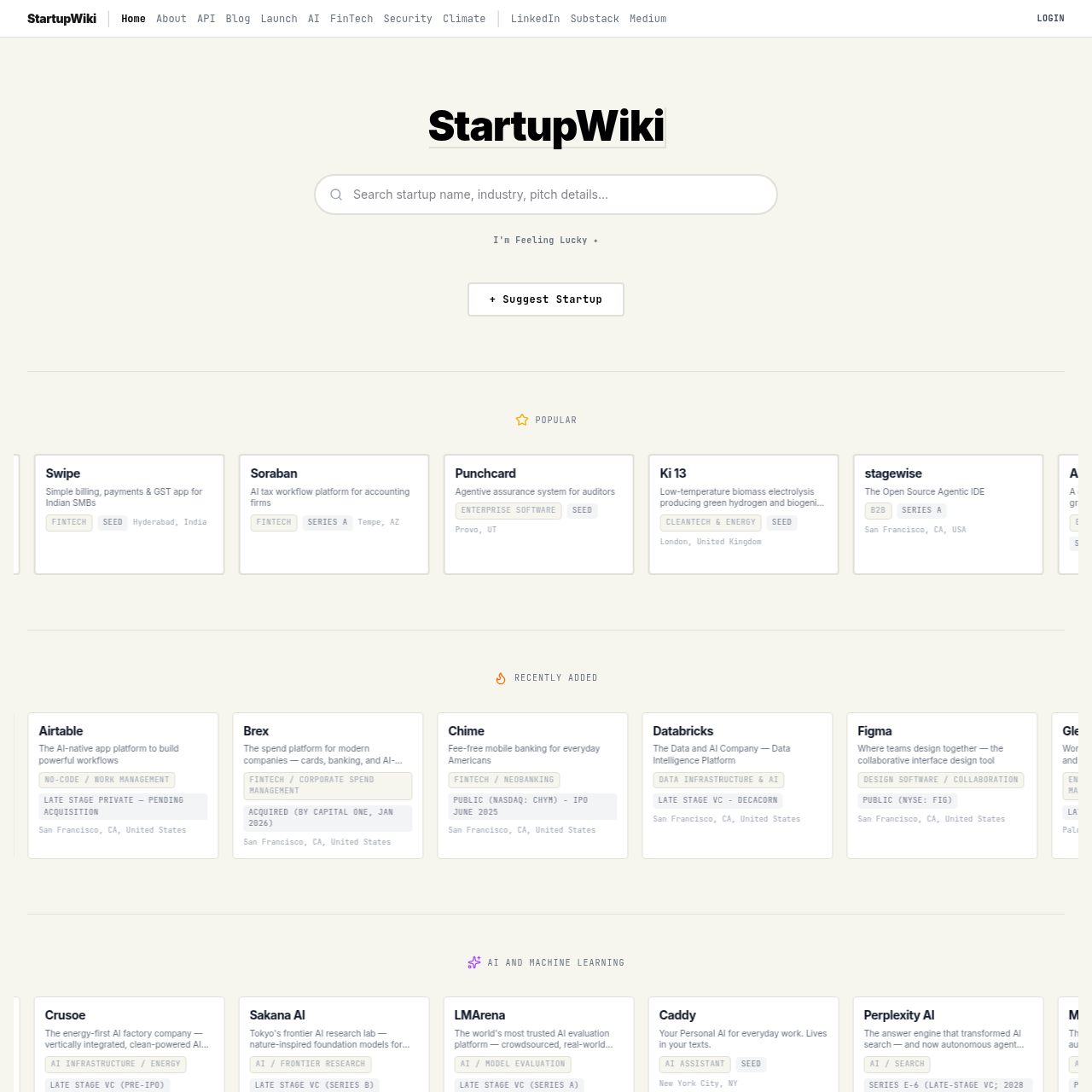 StartupWiki | AI Startup Research Directory & Venture Database