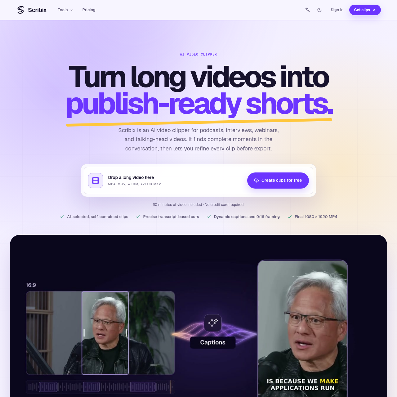 AI Video Clipper for Shorts and Clips | Scribix