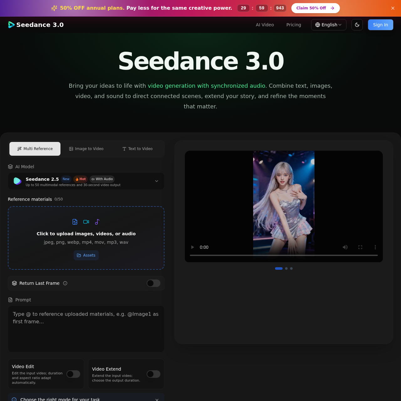 Seedance 3.0 AI Video Generator | Cinematic Stories with Sound