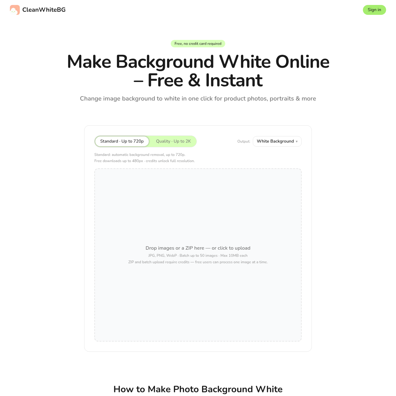 Make Photo Background White Free | CleanWhiteBG