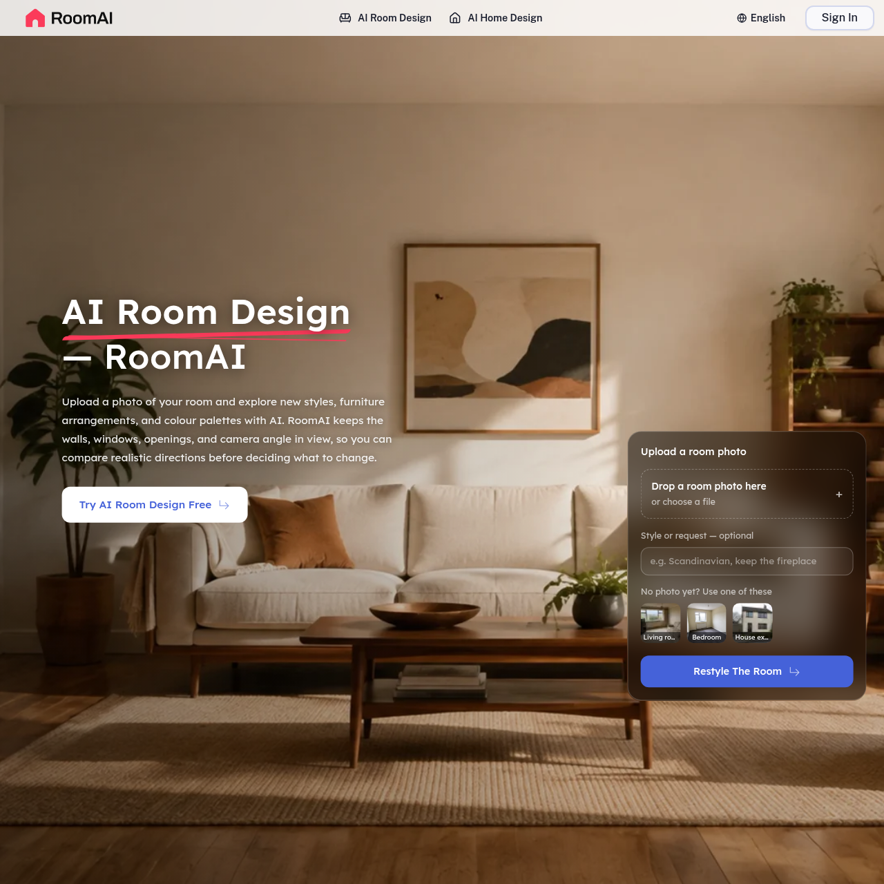 AI Room Design from Photo | RoomAI Interior Design