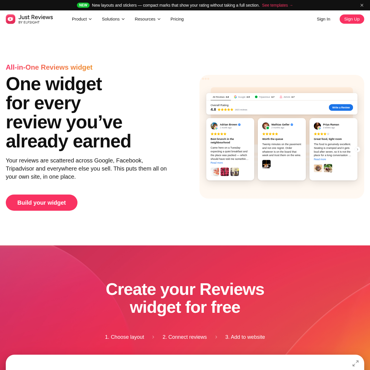 All-in-One Reviews Widget for 71 Sources | JustReviews