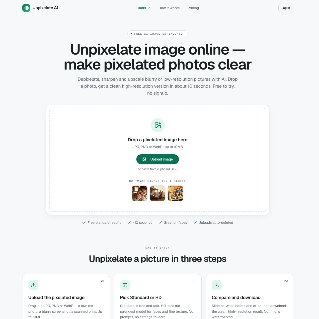 Unpixelate AI: Depixelate & Sharpen Images Online Free