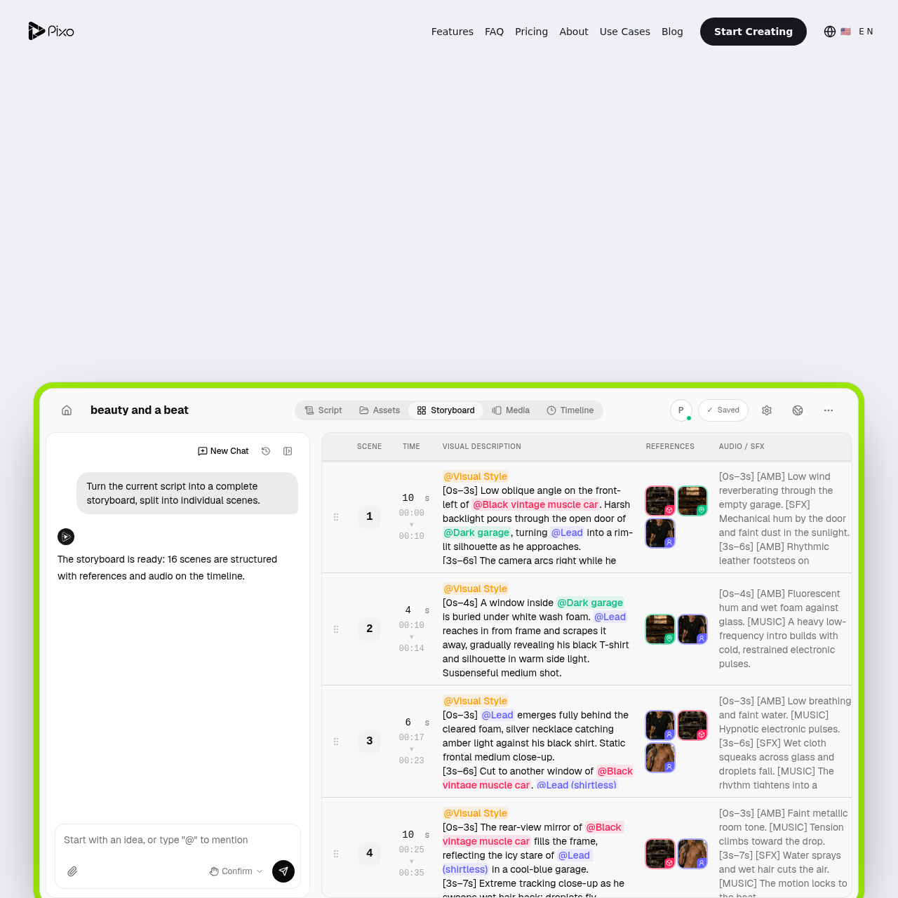 AI Video Creator from Script to Screen | Pixo
