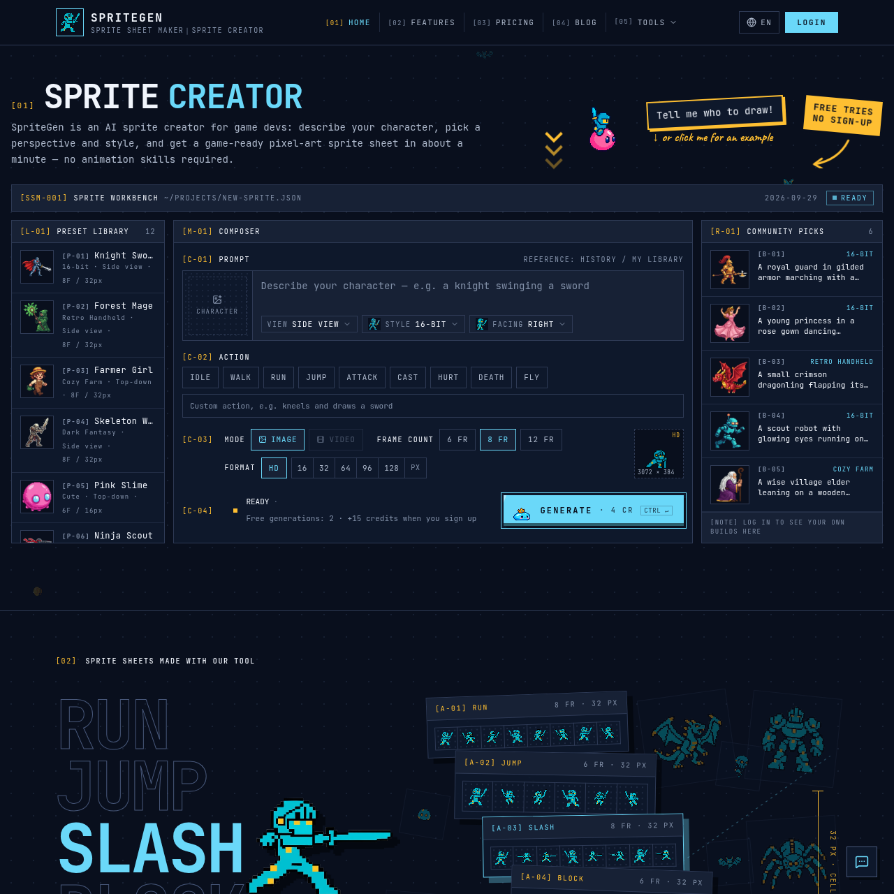 AI Sprite Creator & Sprite Sheet Maker | SpriteGen