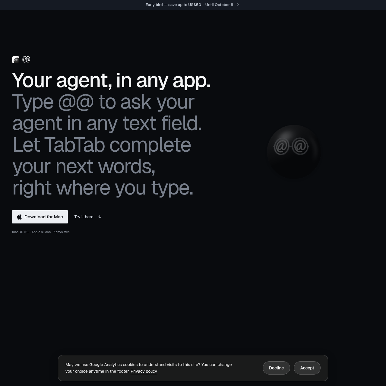 AtAt for Mac | AI Agent, TabTab Autocomplete, Clipboard History