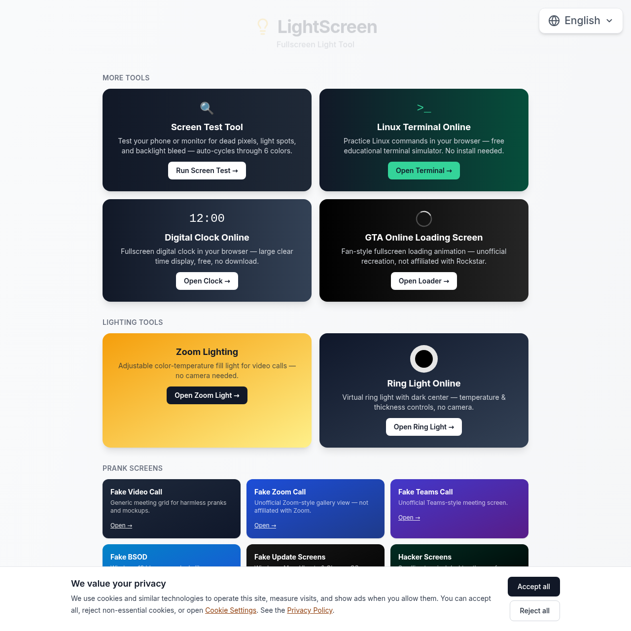 Fullscreen Light Screen Tool Online | LightScreen