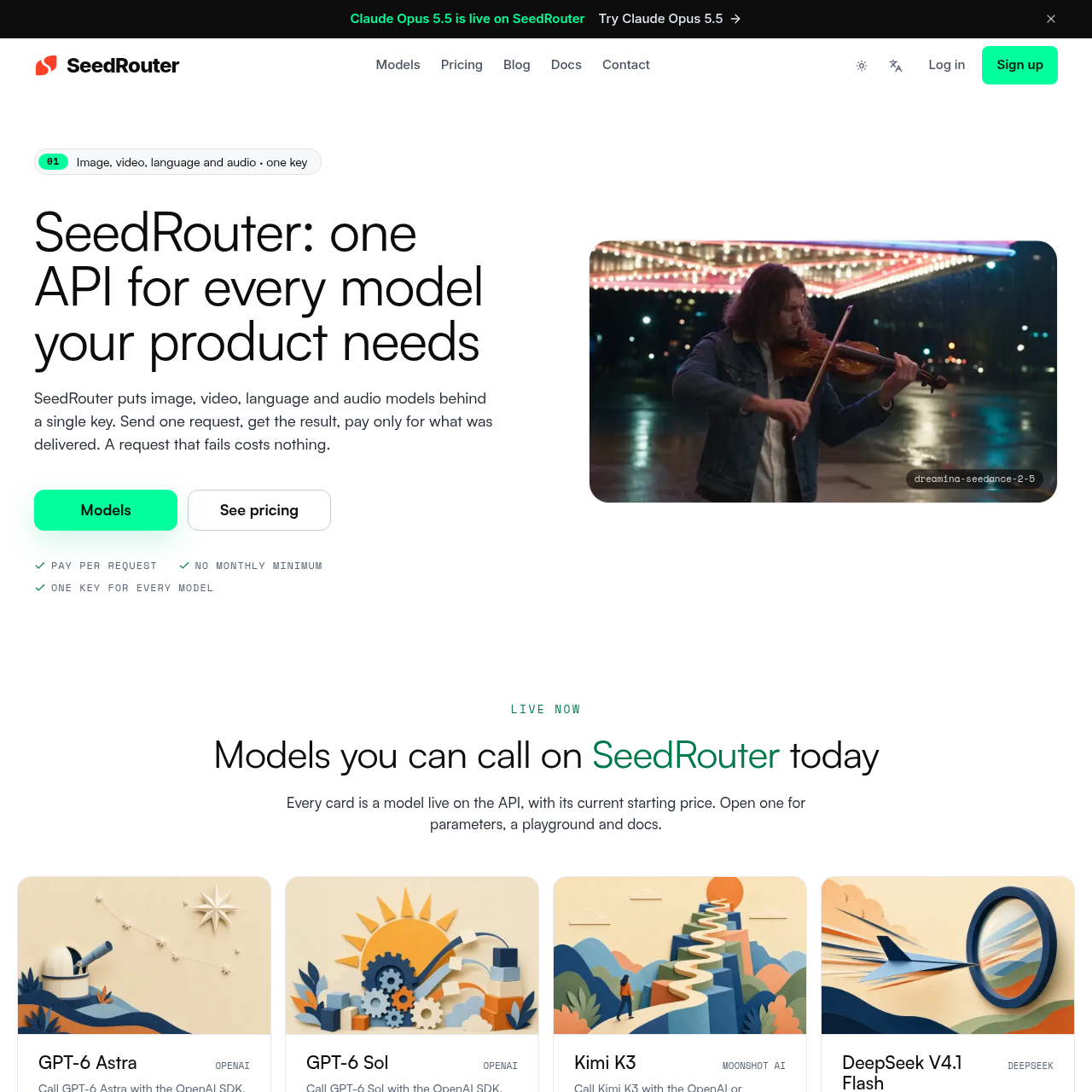 SeedRouter AI | One API for Image, Video, LLM & Audio
