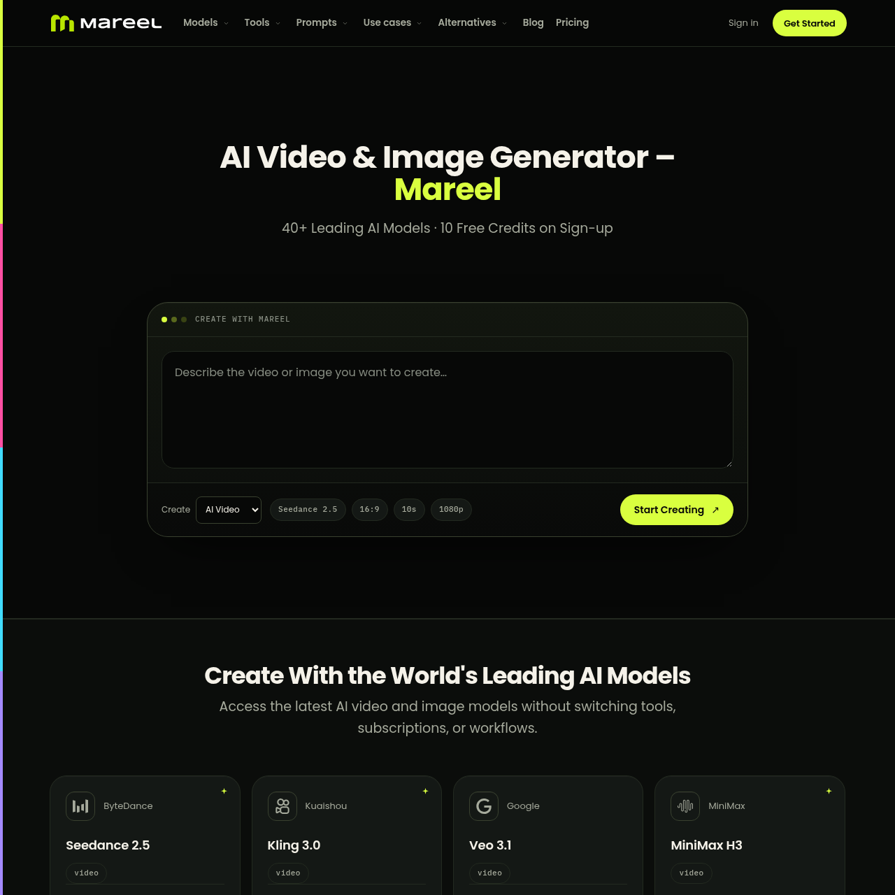 AI Video & Image Generator | 40+ Models - Mareel