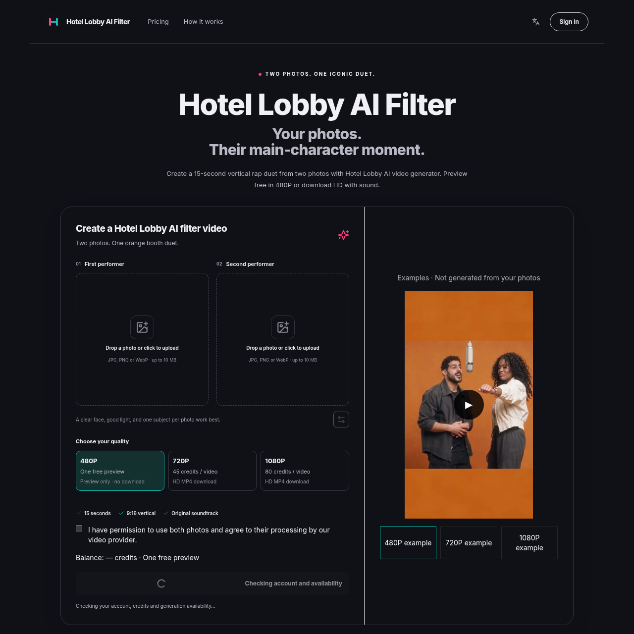 Hotel Lobby AI Filter: Two Photos to a Rap Duet Video