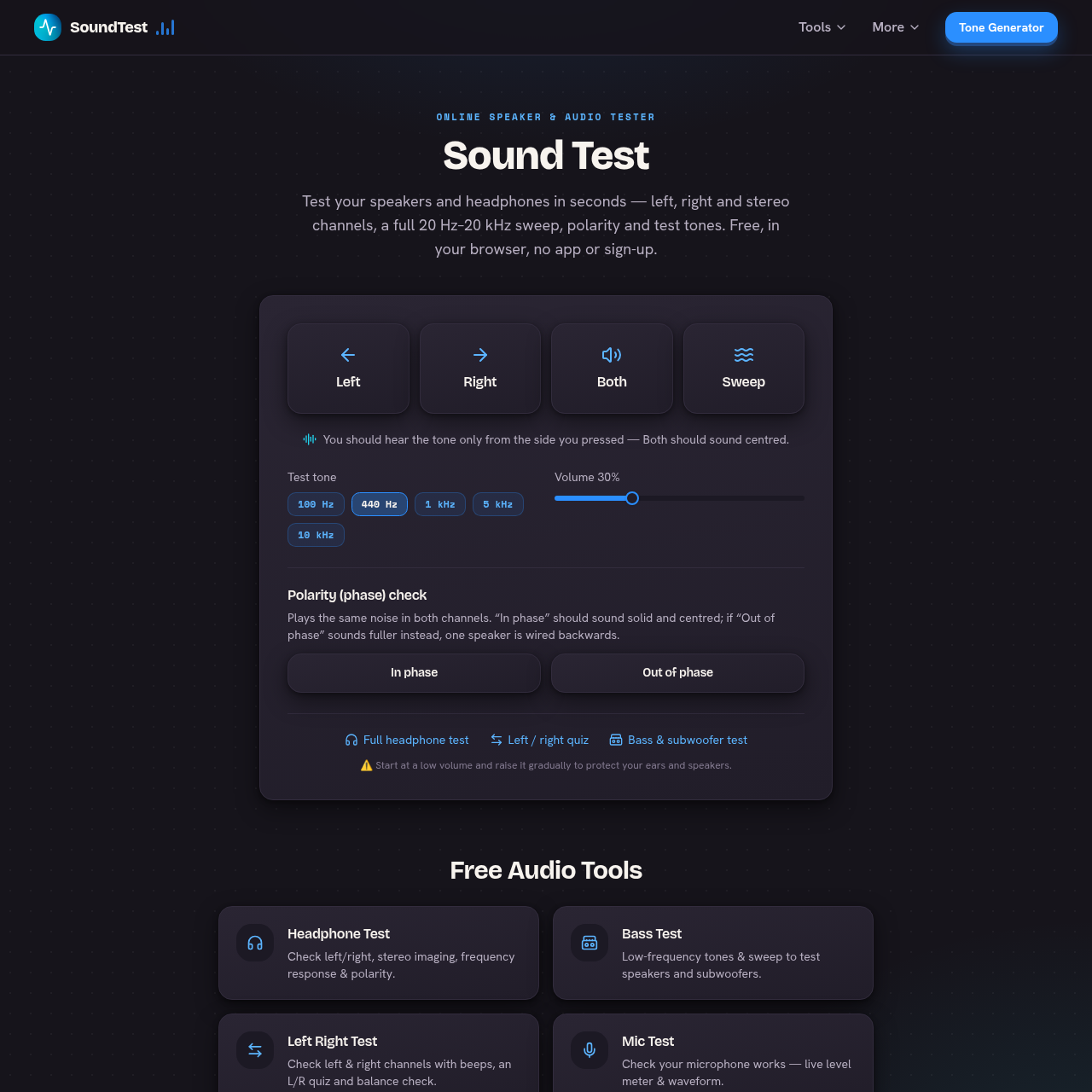 Speaker & Audio Test Online | SoundTest