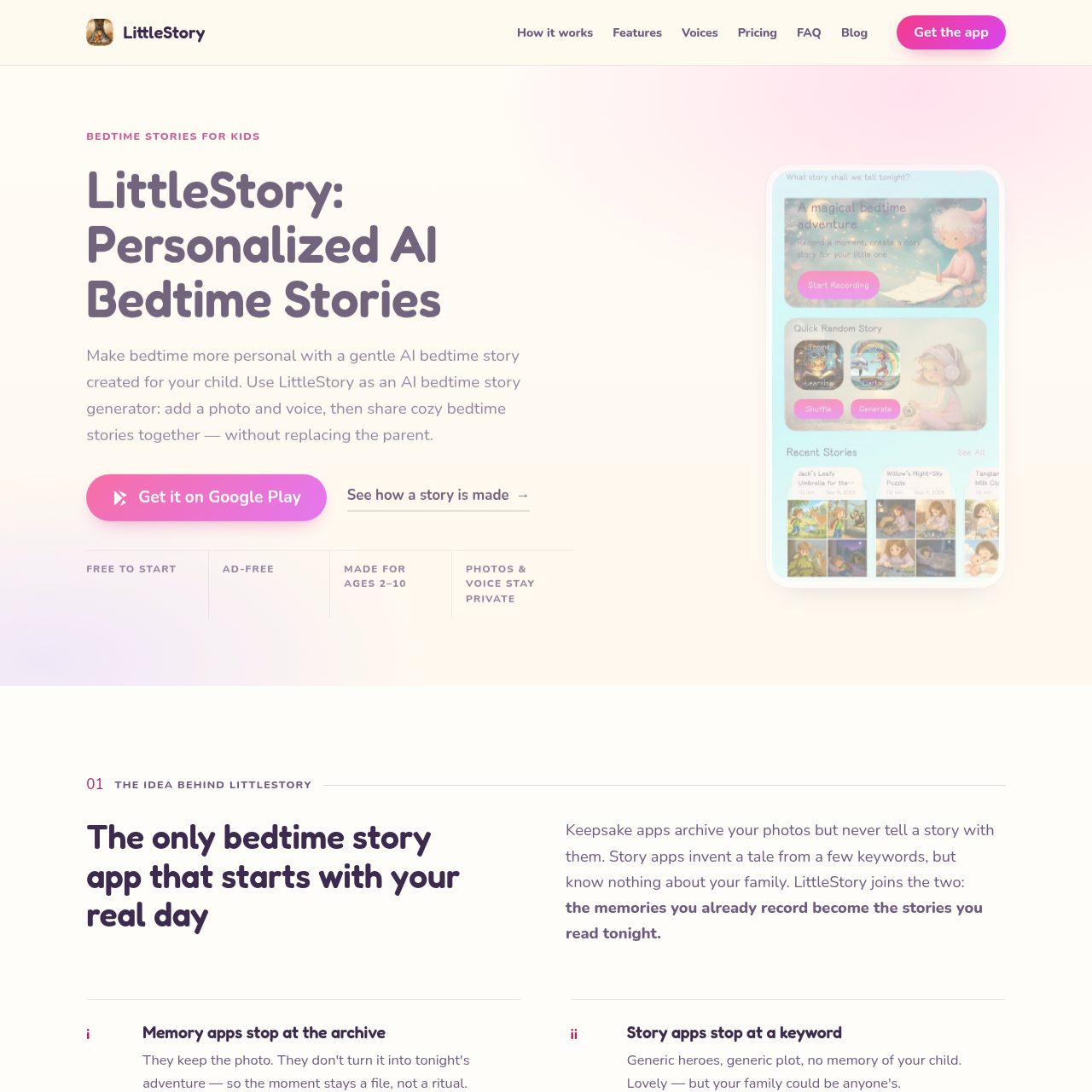 LittleStory | Personalized AI Bedtime Stories for Kids