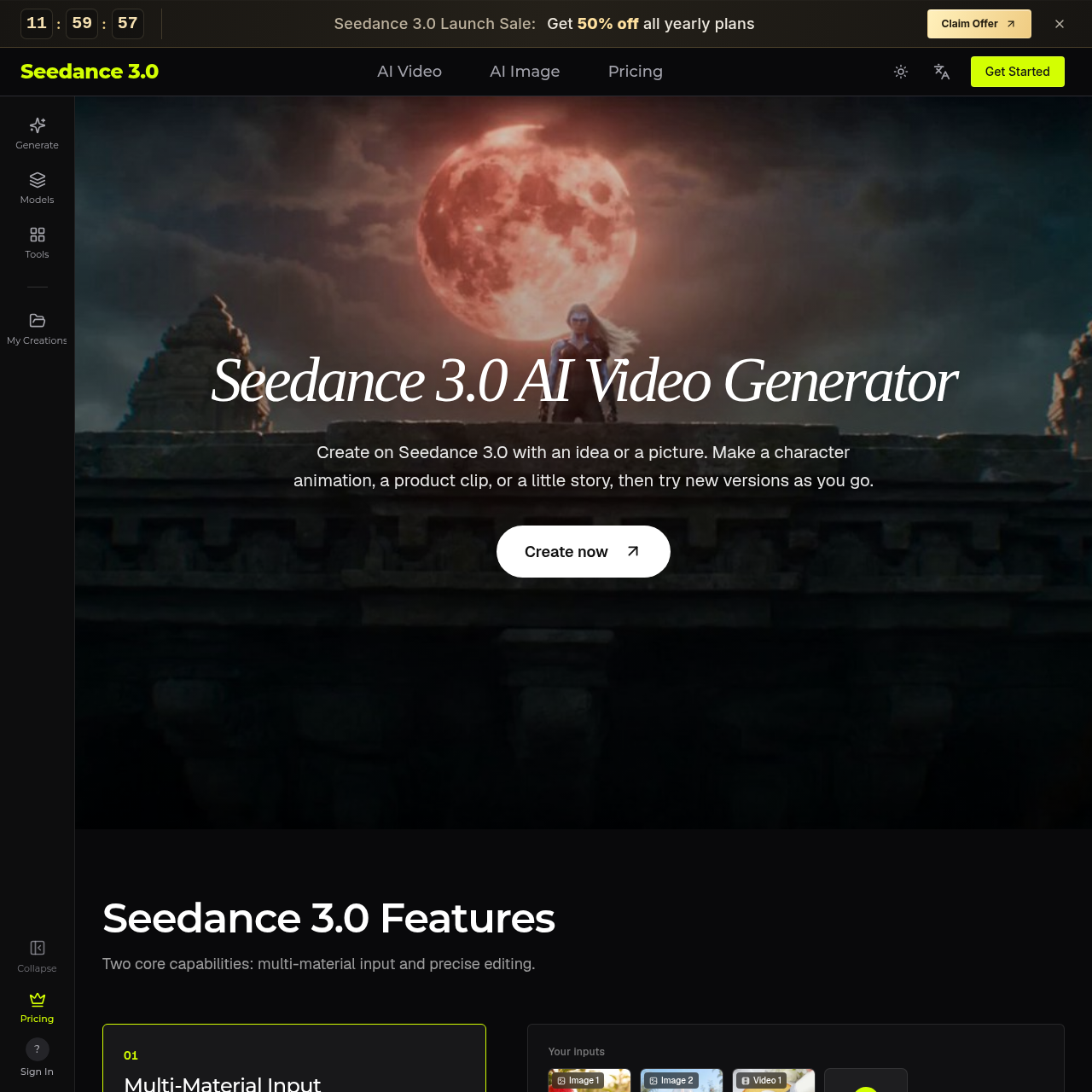 Seedance 3.0 AI Video Generator | Text, Image & Audio to Video