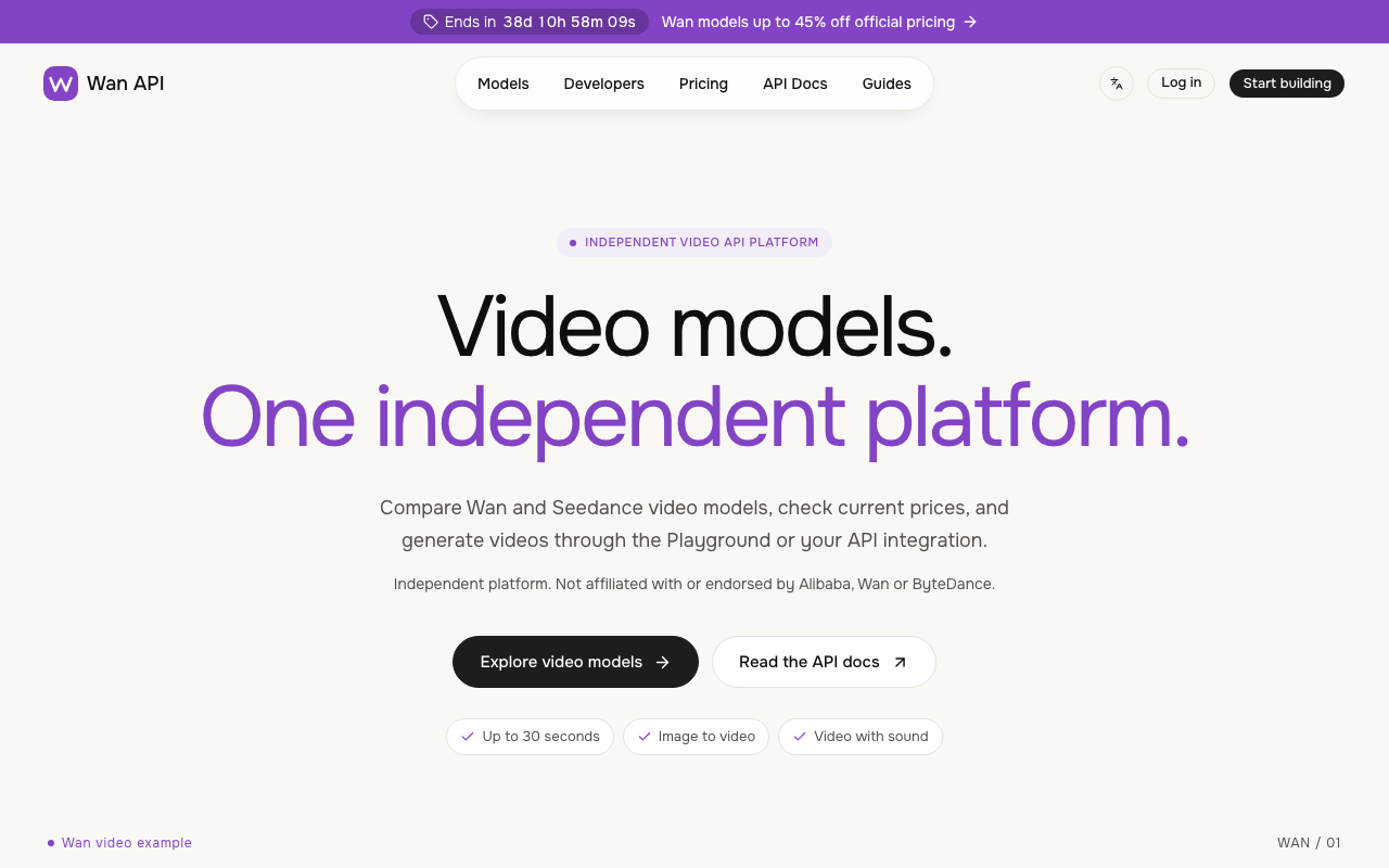 Wan API | Wan 3.0, Prime & Pro Video Models