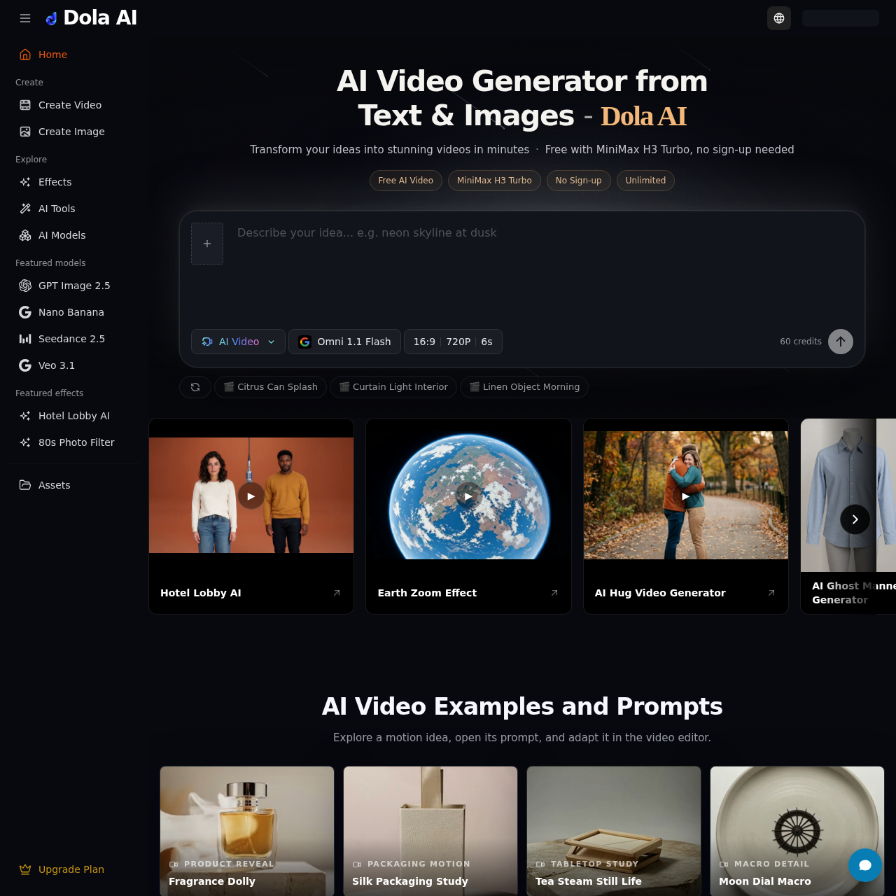 Dola AI: Free Text to Video & Image to Video Generator