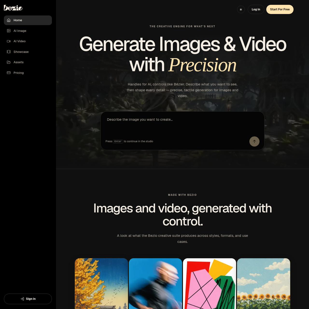 Bezio AI Image & Video Generator | Precise Creative Control